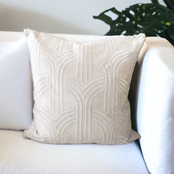 Champagne Deco Print Velvet Cushion - 45x45cm