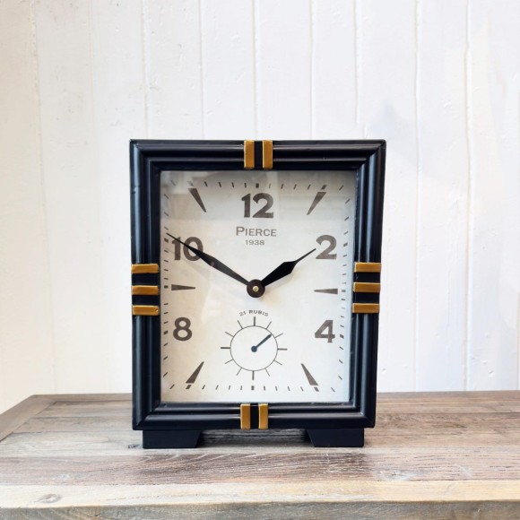 Black & Gold Square Vintage Mantel Clock