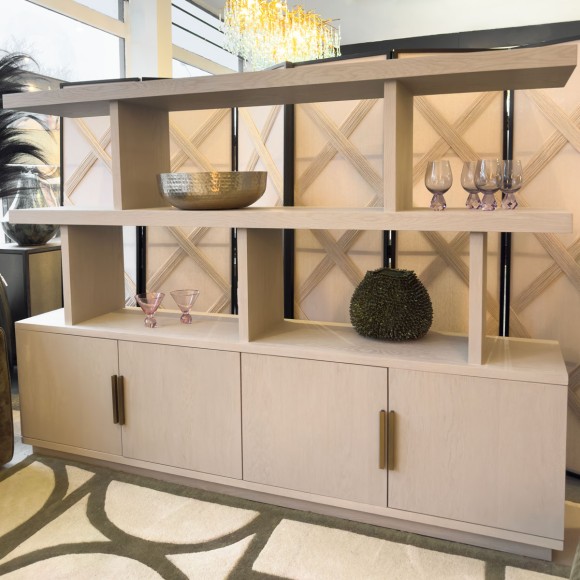 Cream & Gold Oak Shelving Unit