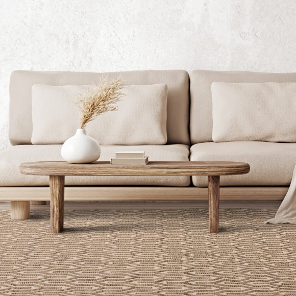 Abstract Beige & Cream Jute Rug  - 160x230cm