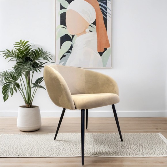 Curved Back Velvet Dining Chair - Taupe