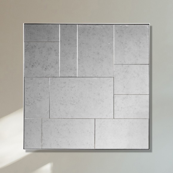 Distressed Finish Squares Mirror