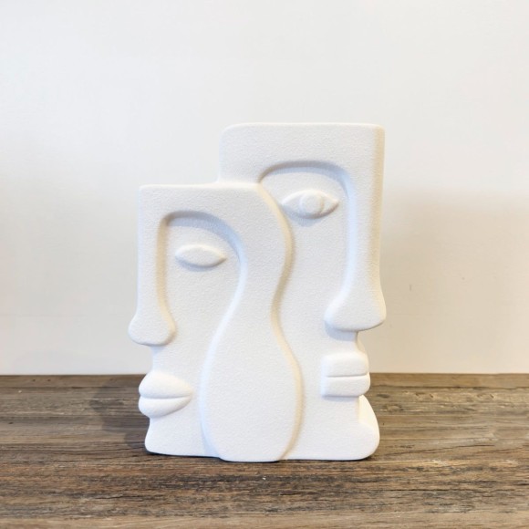 Abstract White Double Face Vase 