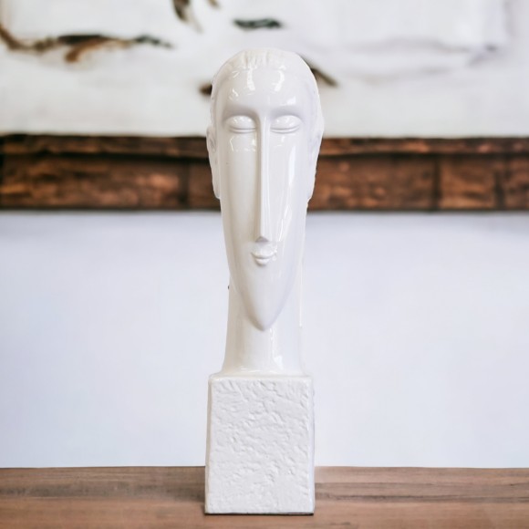 White Elongated Face Statue
