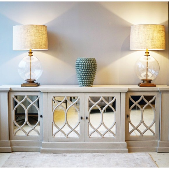 Mirrored Whitewashed Sideboard