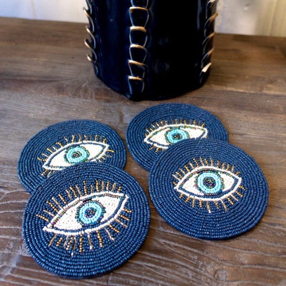 Eye Embellished Coasters - Set Of 4