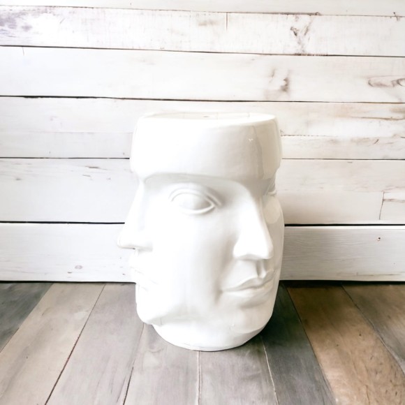 White Ceramic Face Surround Stool 