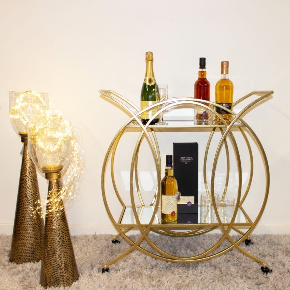 Golden Deco Circular Bar Trolley