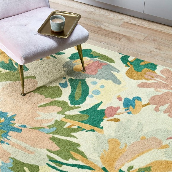 Pastel Abstract Flowers Rug - 160x230cm