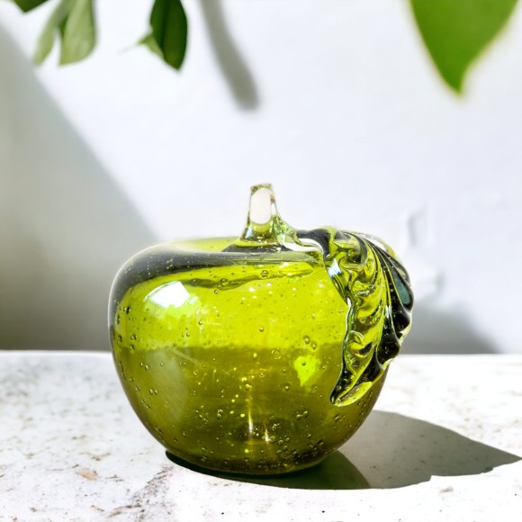 Green Glass Apple Ornament 