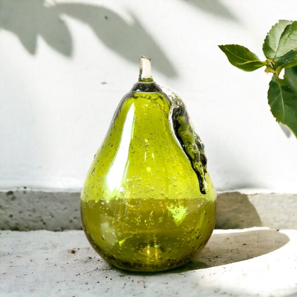 Green Glass Pear Ornament 