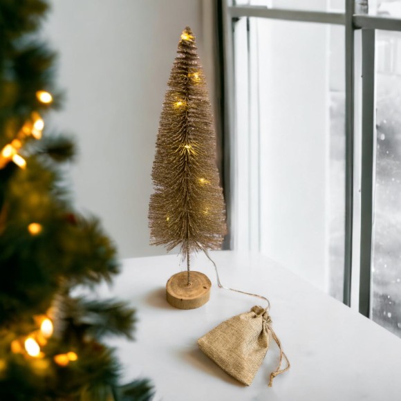 Gold LED Bristle Tree 