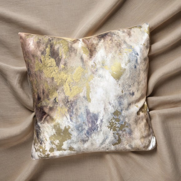 Gold & Neutral Distressed Cushion - 43x43cm 