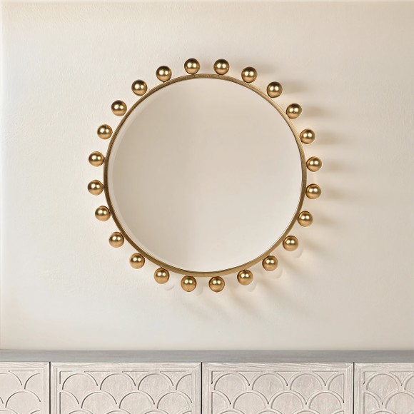 Gold Ball Surround Circular Mirror