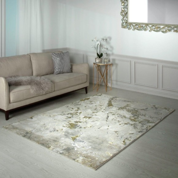 Gold & Grey Metallic Marble Rug - 160x230cm