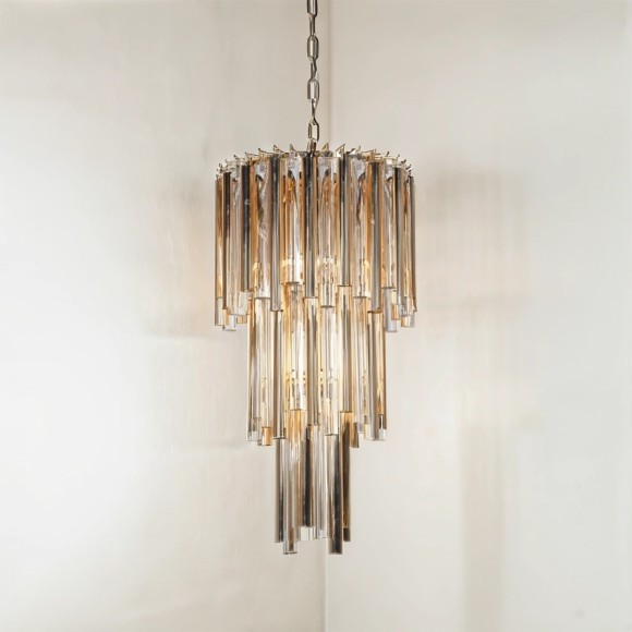 Deep Gold Tiered Crystal Chandelier