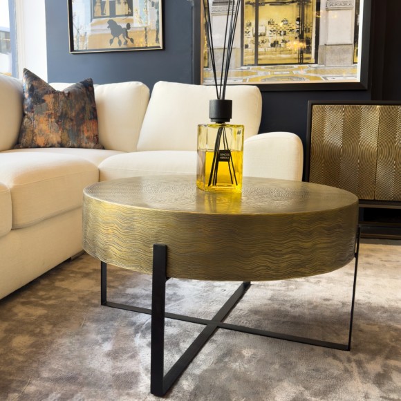 Brass Wave Pattern Coffee Table 