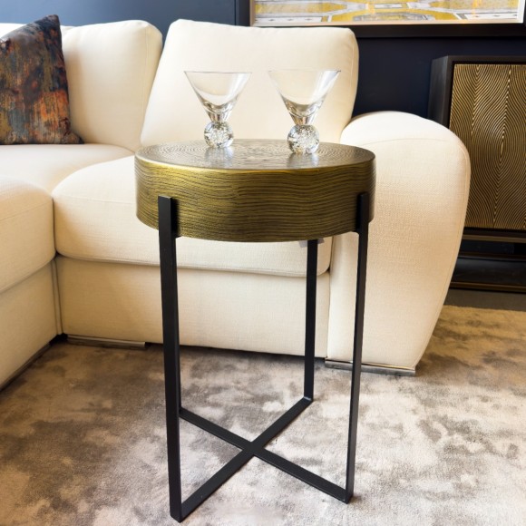 Brass Wave Pattern Side Table 