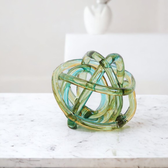 Green & Yellow Glass Knot Ornament