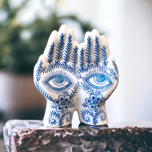 Blue & White Hands Sculpture