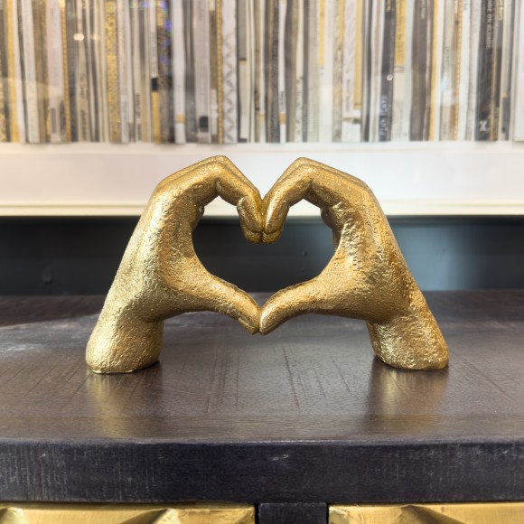Gold Heart Hands Sculpture