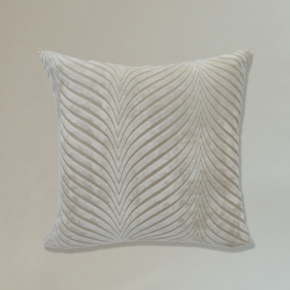 Ivory Flocked Wavy Cushion - 43x43cm