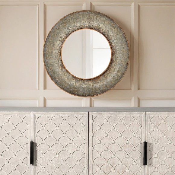 Antique Pattern Round Wall Mirror