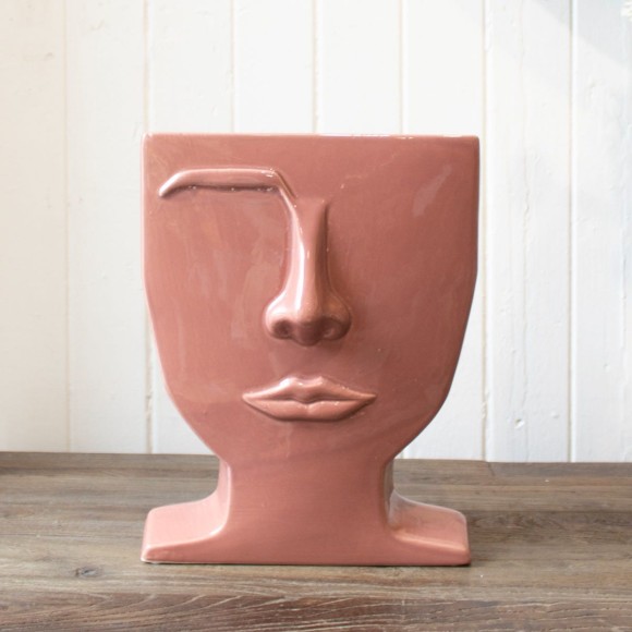 Candy Pink Face Vase - Large