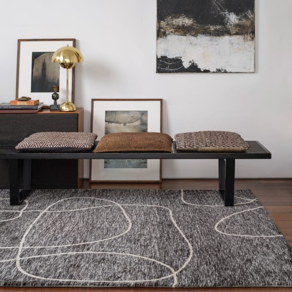 Black & Beige Scribble Rug - 160x230cm