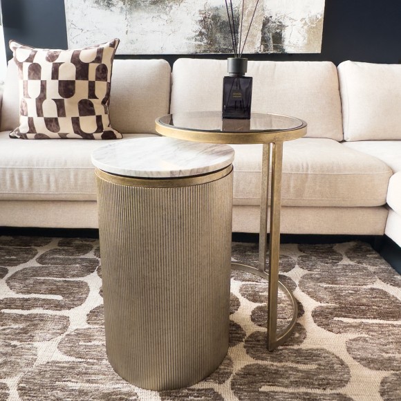 Antique Gold & Marble Nesting Tables - Set of 2