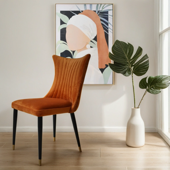 Rust Velvet Dining Chair