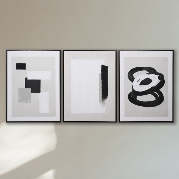 Monochrome & Beige Abstract Wall Art - Set Of 3 