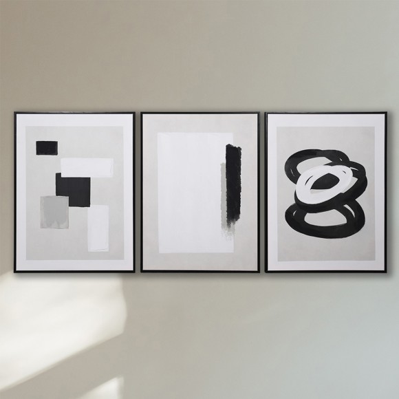 Monochrome & Beige Abstract Wall Art - Set Of 3
