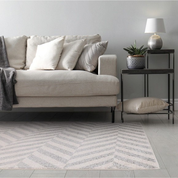 Grey Diagonal Striped Rug - 160x230cm