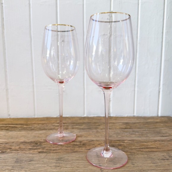 Blush & Gold Rim Red Wine Glass (Sold Individually)