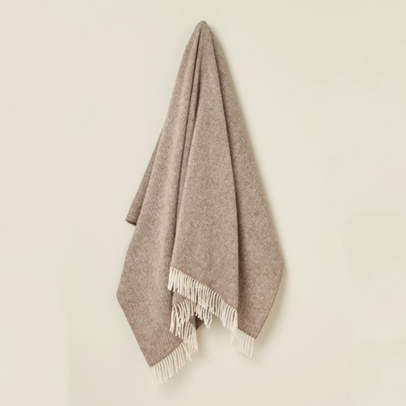 Shetland Herringbone Throw - Natural