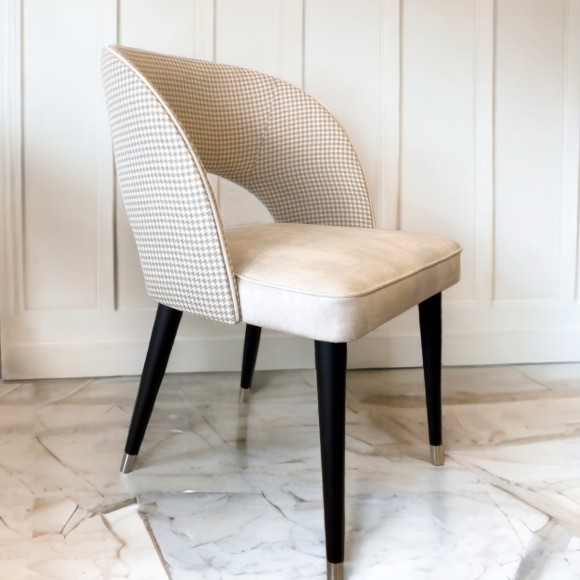 Neutral Houndstooth Cut Out Dining Chair
