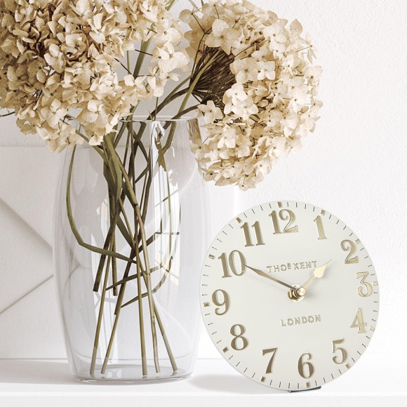 6" Arabic Mantel Clock - Oatmeal