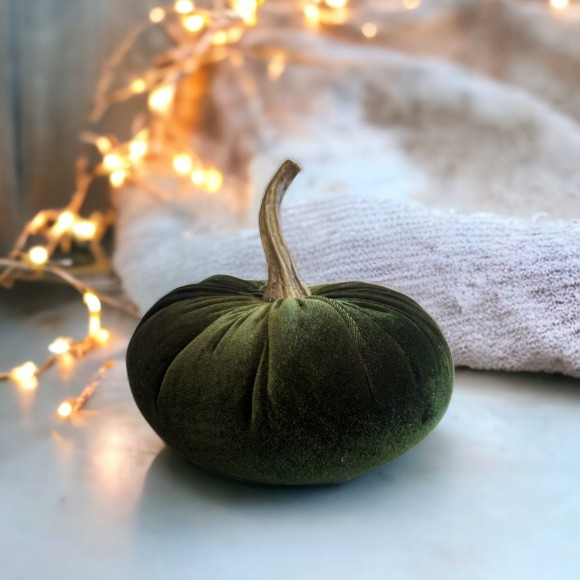 Olive Velvet Pumpkin - Small