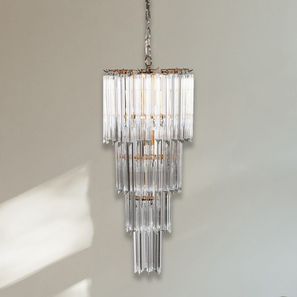 Golden Tiered Glass Chandelier