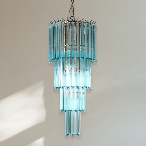 Turquoise Tiered Glass Chandelier