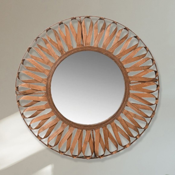Circular Bamboo Framed Mirror 