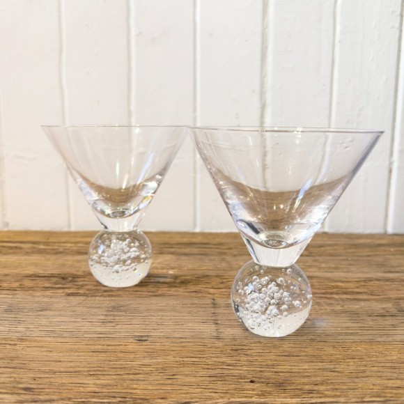 Clear Bubble Base Martini Glass (Sold Individually)