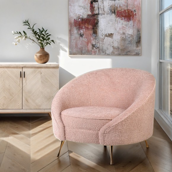 Blush Borg Curved Tub Chair