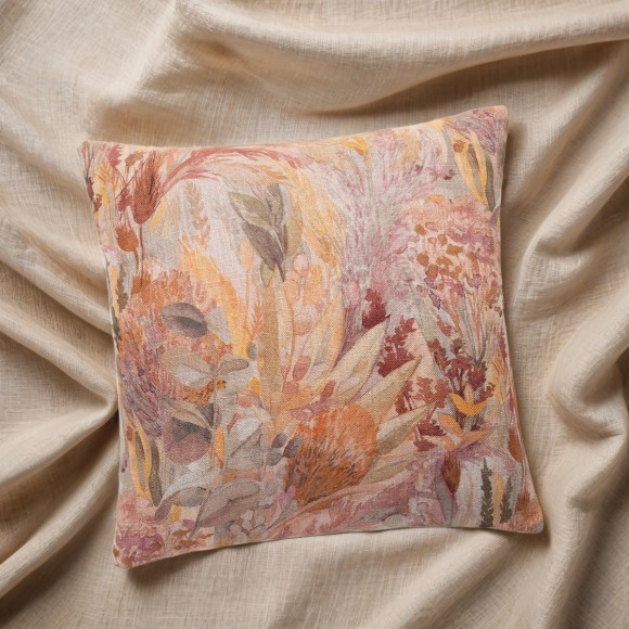 Pink & Orange Pastel Floral Cushion - 45x45cm 