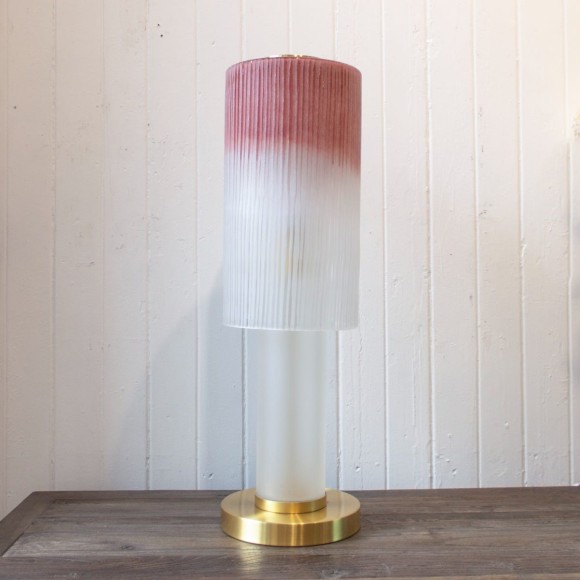 Two Tone Curved Glass Lamp - White/Pink
