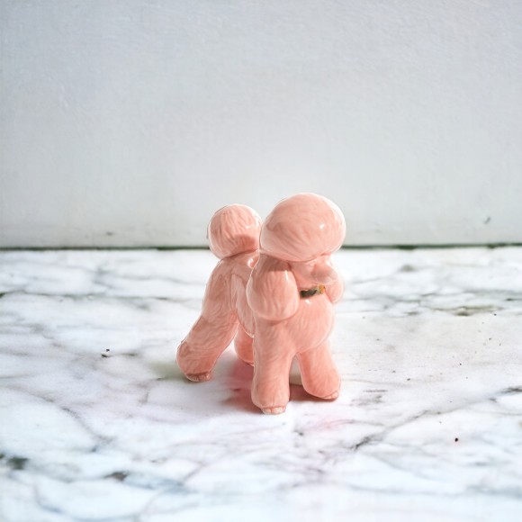 Pink Ceramic Poodle Candleholder 