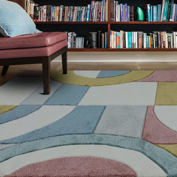 Pastel Multicolour Abstract Shape Rug - 160x230cm