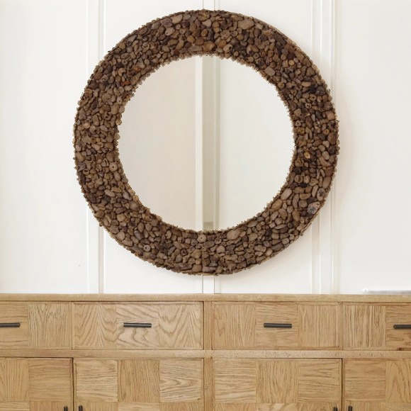 Circular Cut Driftwood Mirror