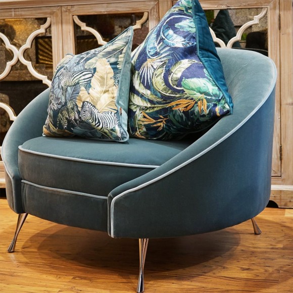 Round Teal Occasional Chair